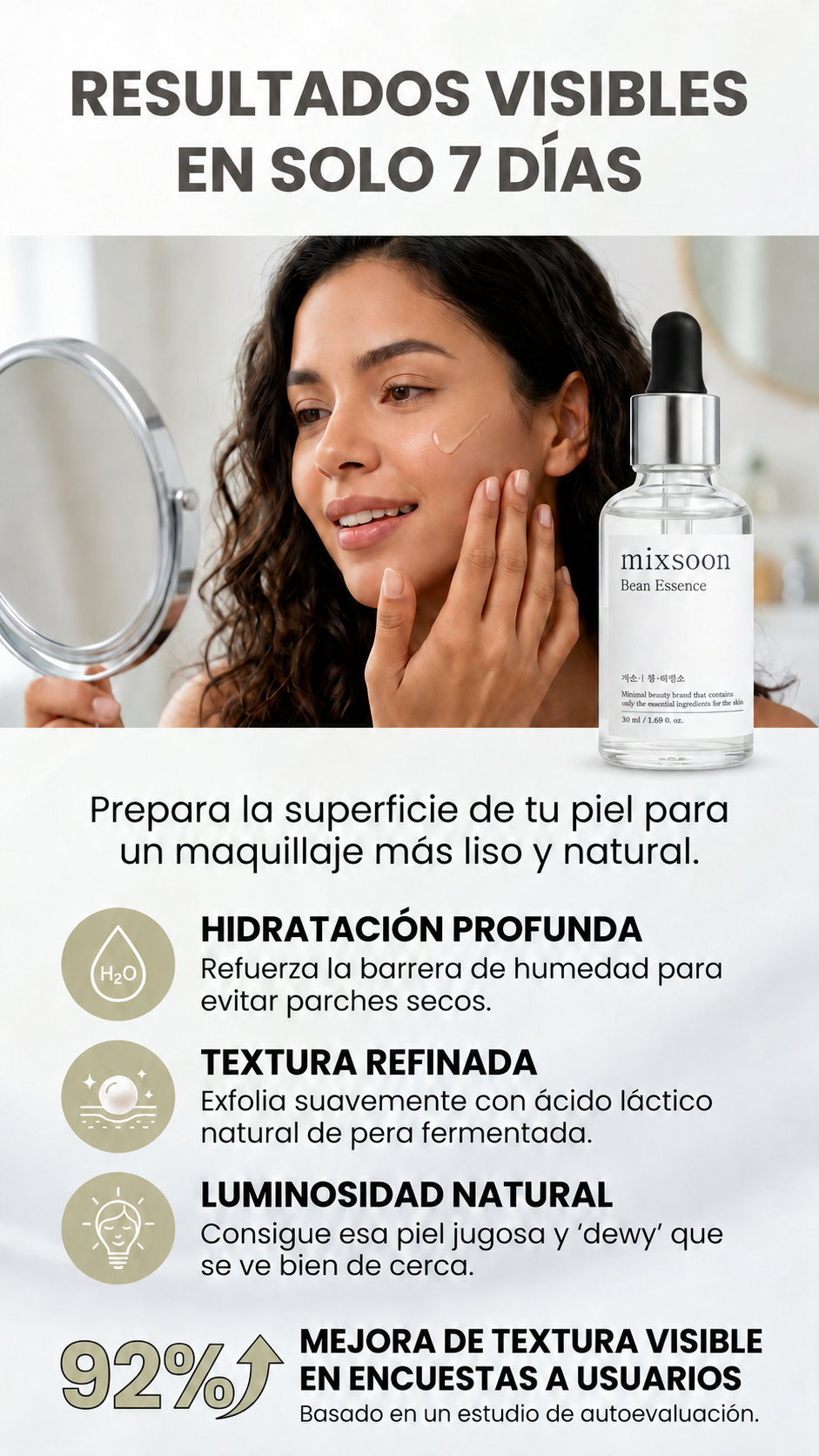 Beneficios del producto y promesa con tiempo