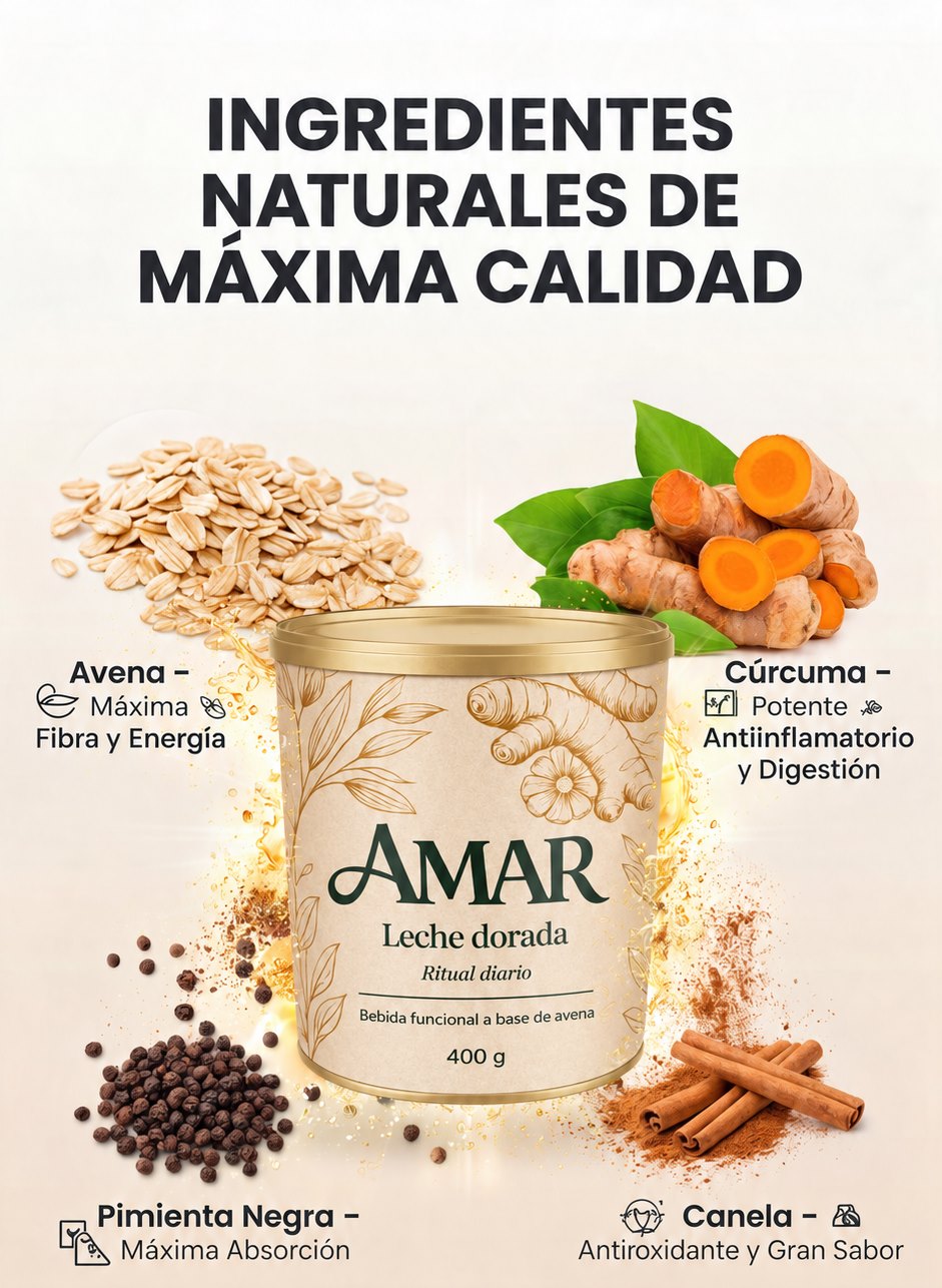 Ingredientes: avena, cúrcuma, canela y pimienta negra