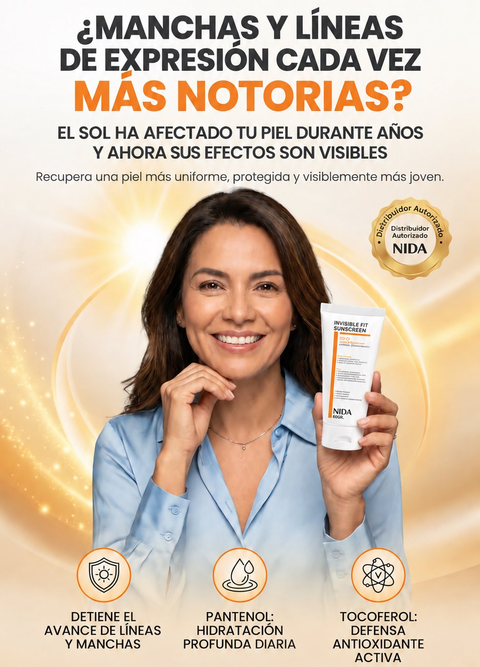 ¿Manchas y líneas de expresión cada vez más notorias? Protector solar NIDA SPF 50